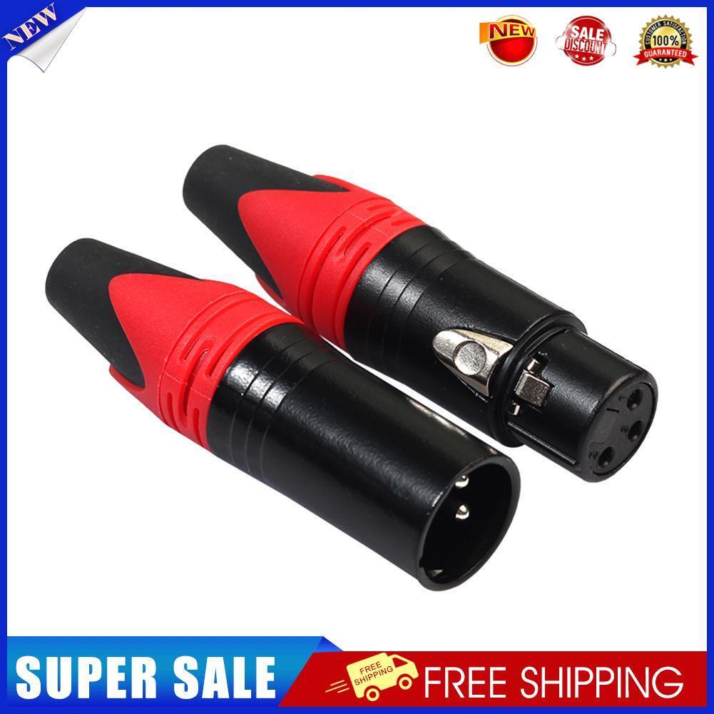 1 Pair XLR 3Pin Male Female DIY Audio Cable Connectors Solder Plug (Red)
