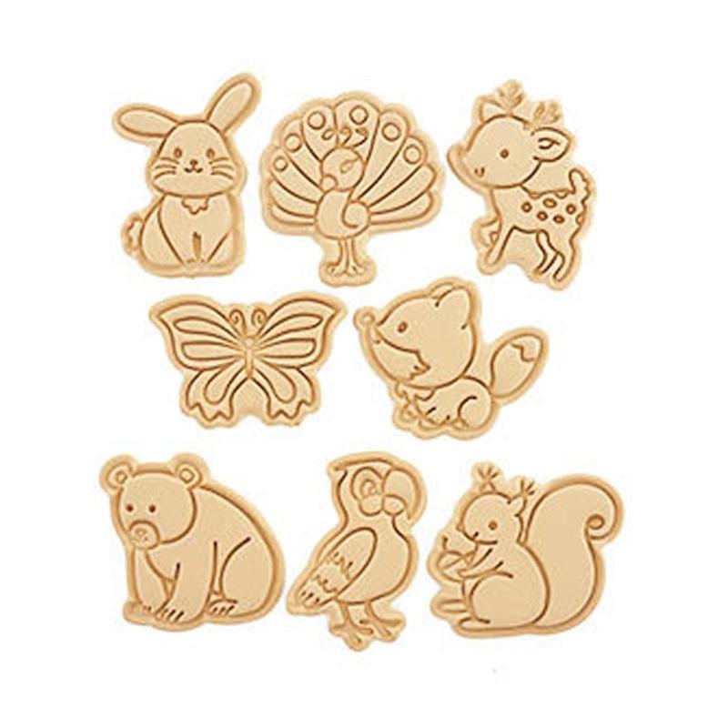 Set of 8 Forest Animal Theme Cookie Cutters Plastic Fondant Cutter Cookie Stamps