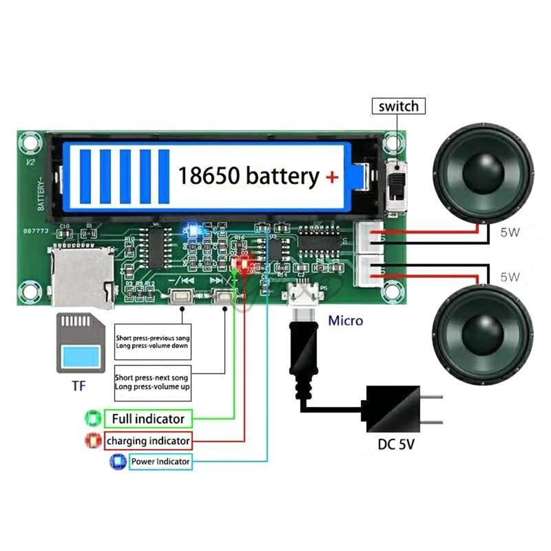 Power Amplifier Board Player Modified Small Power Tf Card Decoder Board DC5V 2A