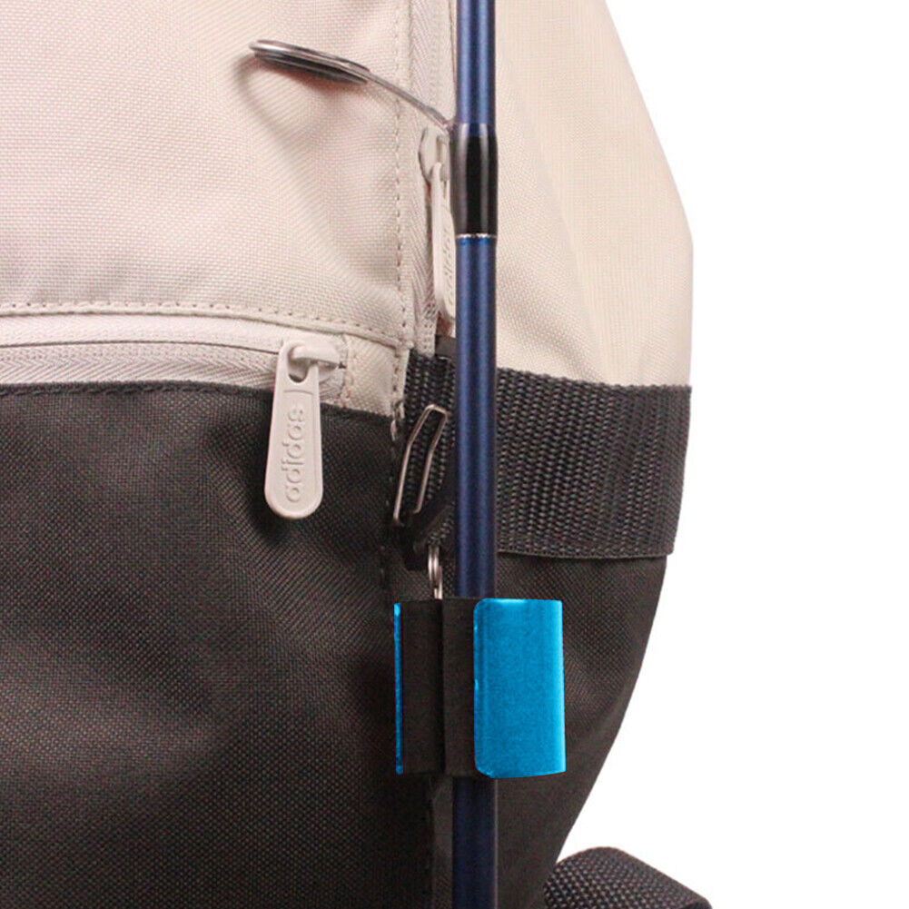 Portable Fishing Rod Hanging Clamp w/ Carabiner Fishing Pole Holder (Blue)