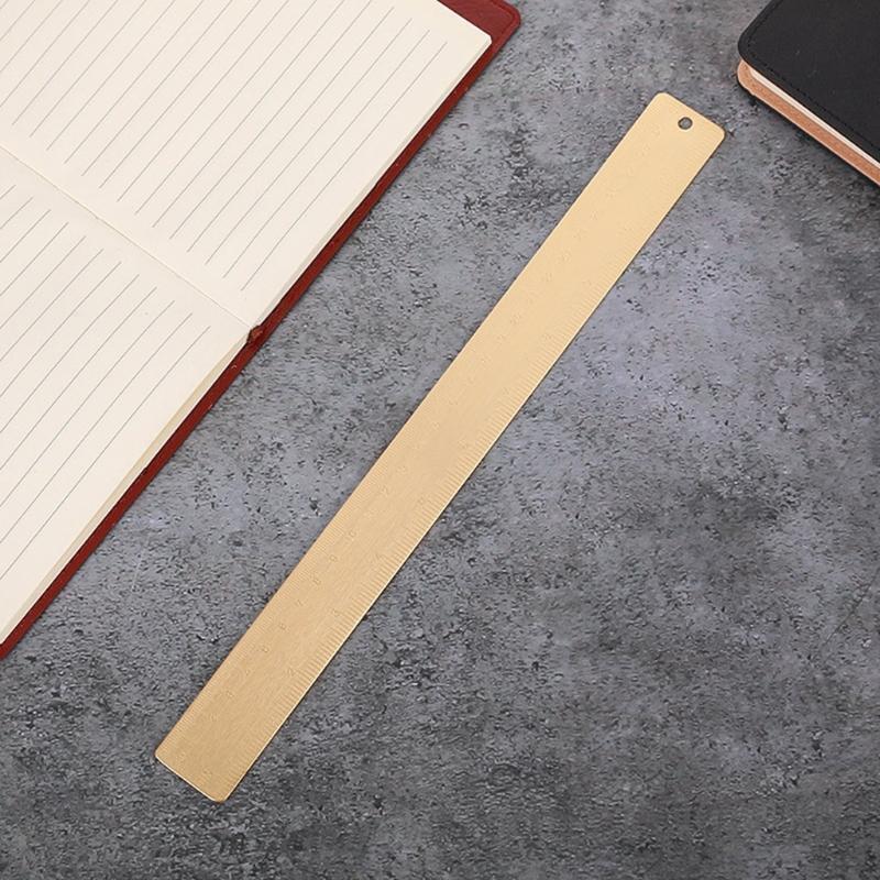 30cm Brass Straight Ruler School Kids Gift Measuring Tool for Students Wokers
