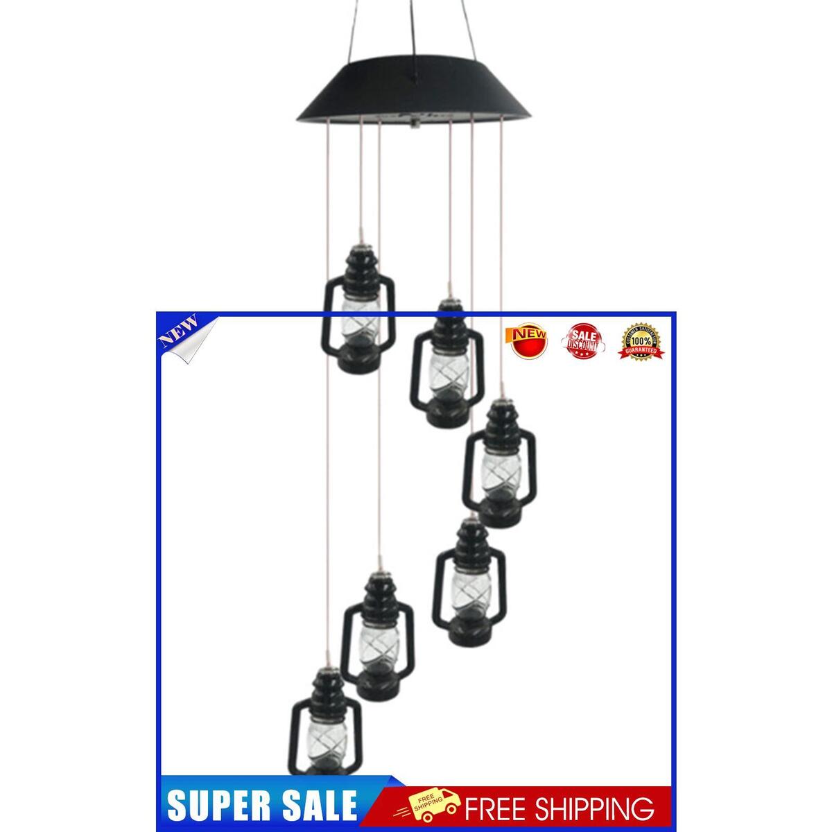 Solar Lanterns Wind Chime, Color Changing LED Light Wind Bell for Outdoor