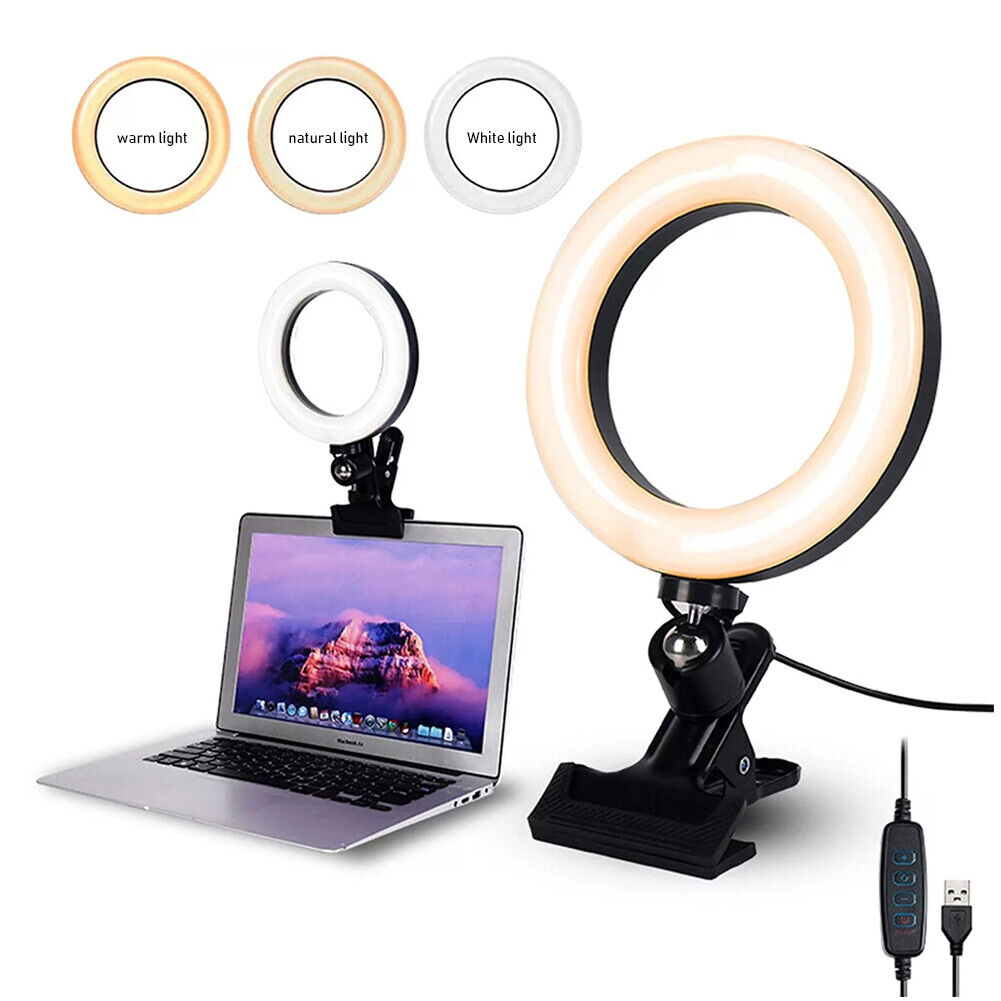 Video Conference Lighting Kit Clip on 6 inch Ring Light for Laptop Monitor