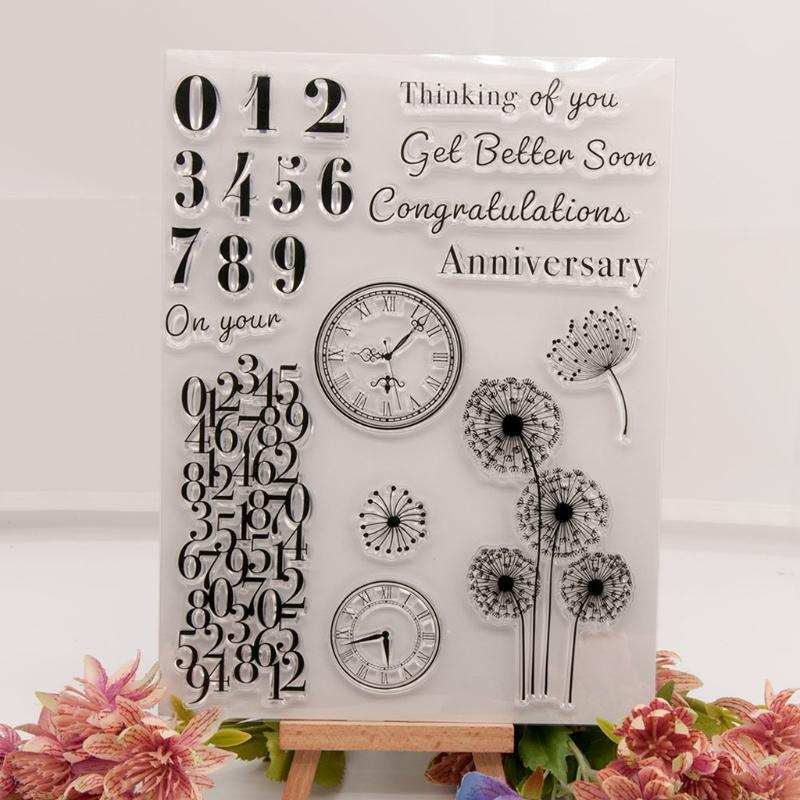 Number Clock Silicone Clear Seal Stamp DIY Scrapbooking Embossing Photo Album