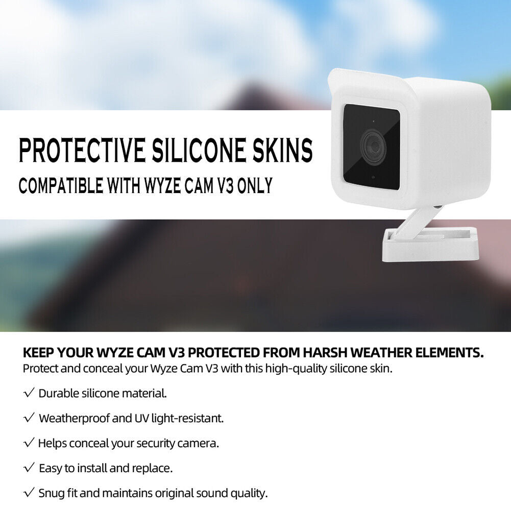 2pcs Waterproof Case for Wyze Cam V3 Security Camera Cover Skin (White)