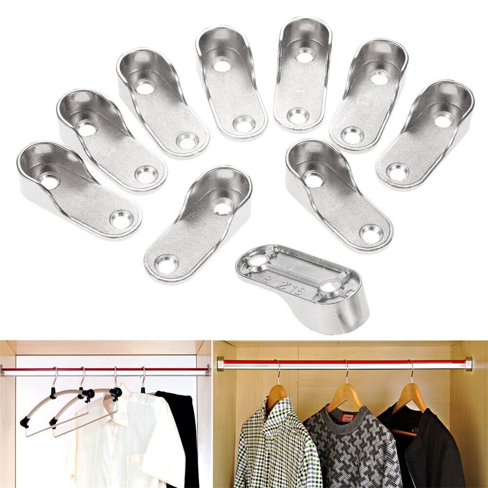 10Pcs Wardrobe Tube End Support Closet Rod Pole Bracket Thickening Holder 16mm