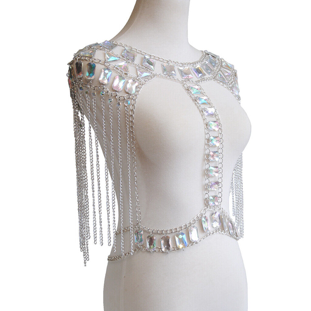 Fashion Tassel Crystal Shoulder Body Chain Harness Necklace Jewelry