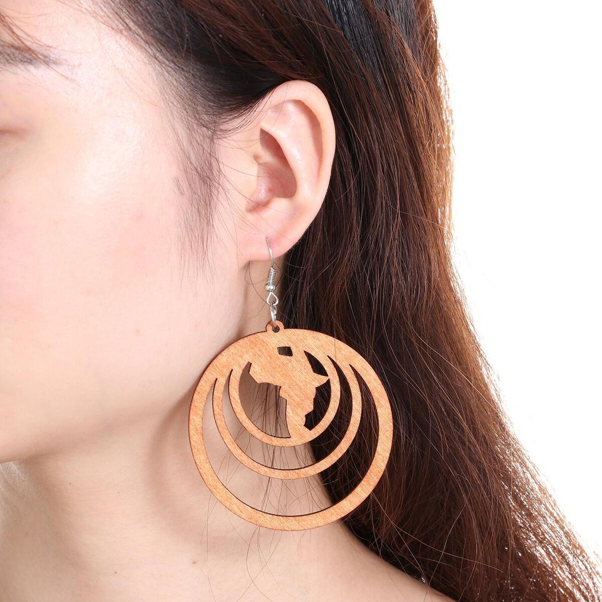 4 Pairs Craft DIY Bohemian Wooden Earring Making African Dangle Earrings Pendant