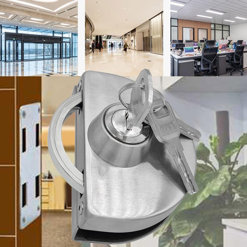 Frameless Glass Door Lock With Key Stainless Steel Anti-Theft Bolt Locks
