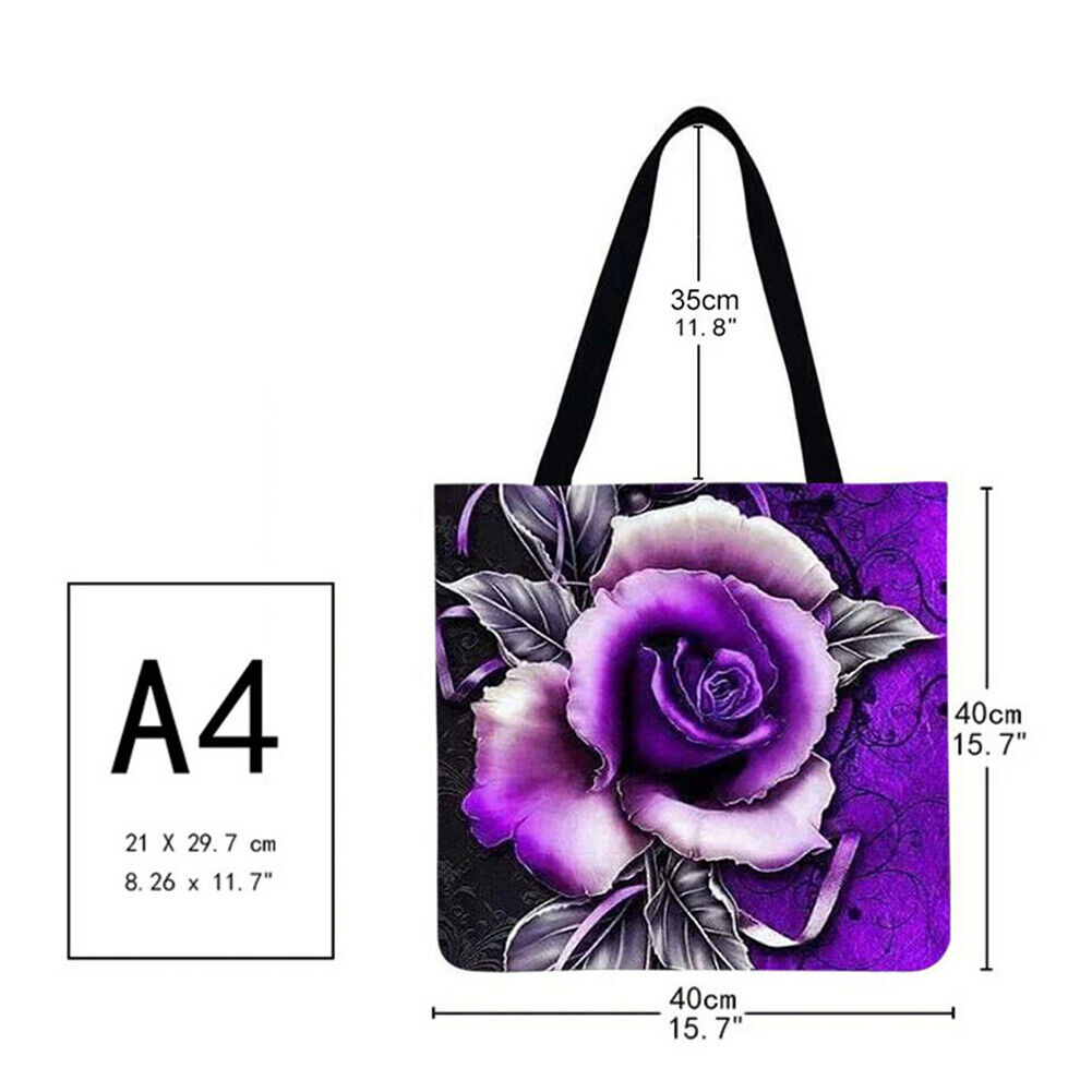 Flowers Printed Shoulder Shopping Bag Casual Large Tote Handbag (40*40cm)