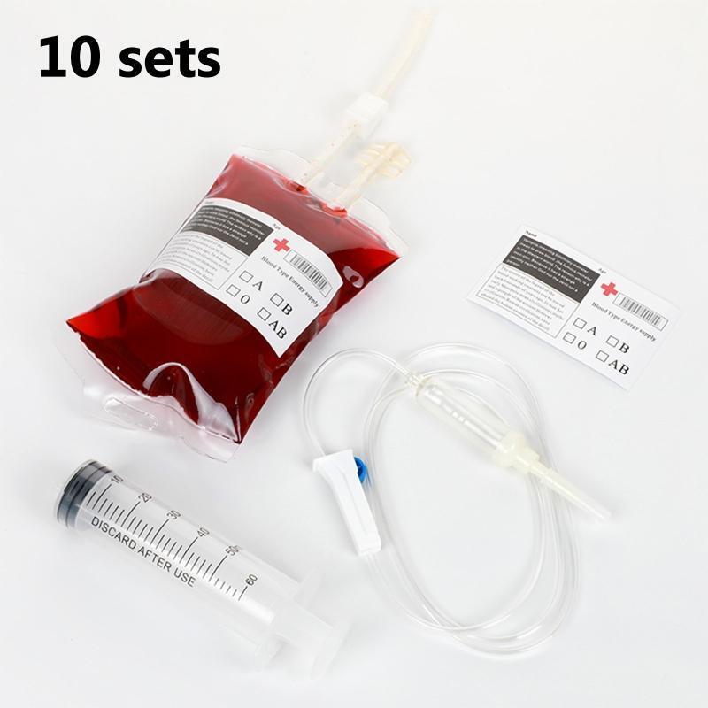 Halloween Clear Blood Bag 400ml Set DIY Vampire Pouch Props Organizer Supplies