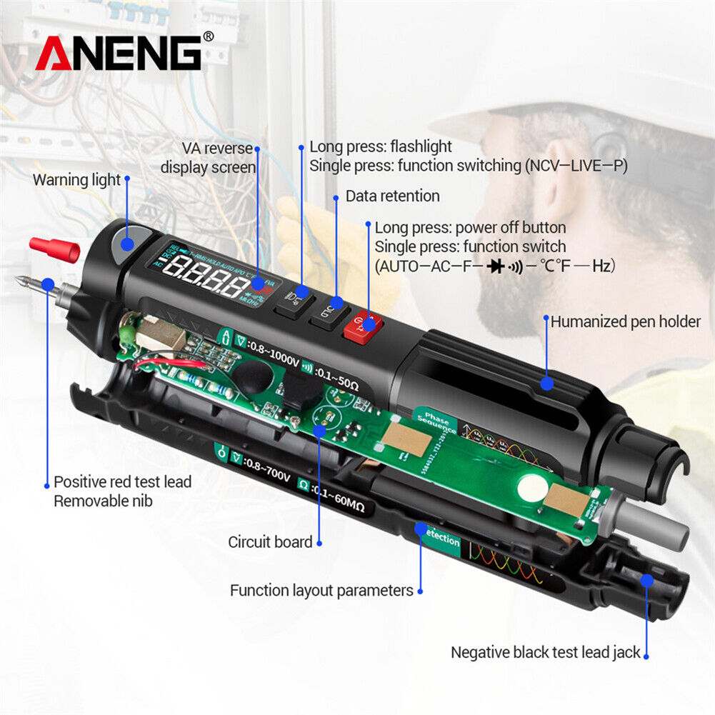 A3008 LCD Digital NCV Multimeter 6000 Counts AC/DC Voltage Diode Tester Pen