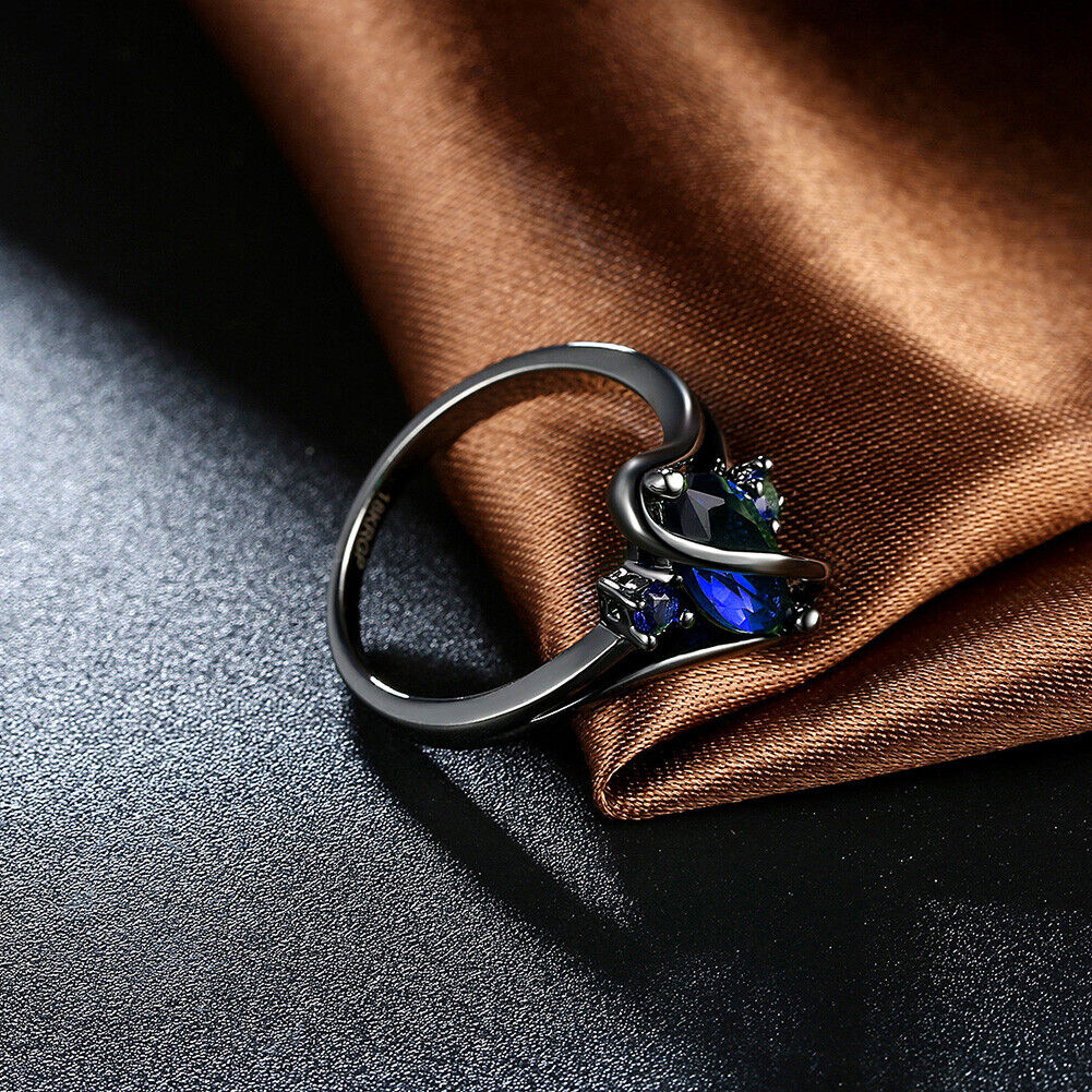 Women Fashion Popular Zircon Party Wedding Ring (Dark Blue)(7#)