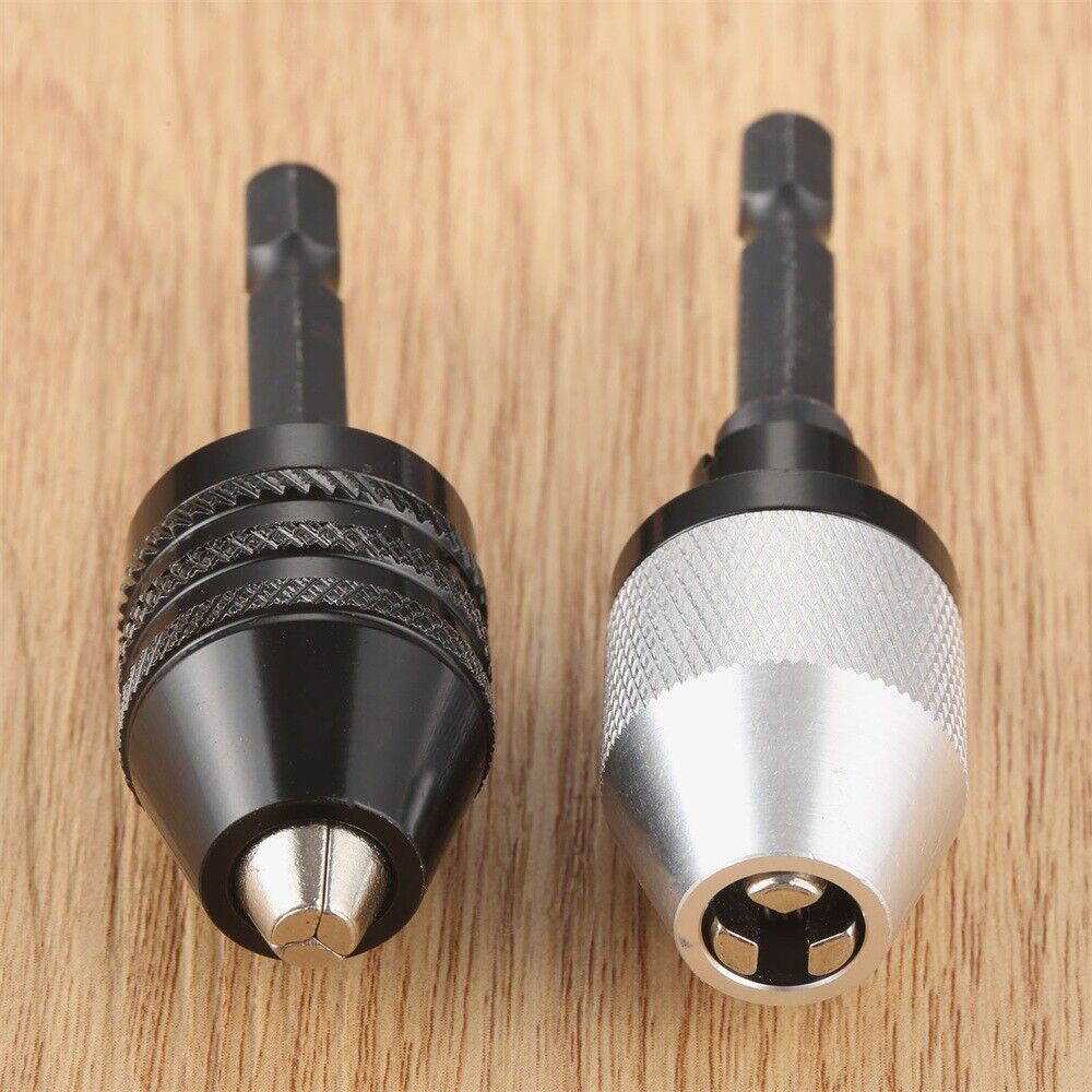 2Pcs 1/4'' Keyless Drills Chuck Quick Change Impact Driver Converter Conversion