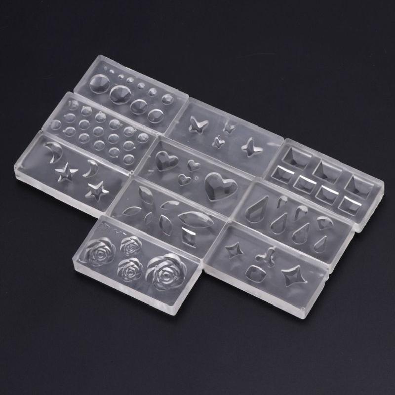10Pcs DIY Nail Art Silicone Mold Leaves Flower Template Acrylic UV Gel DIY Tool