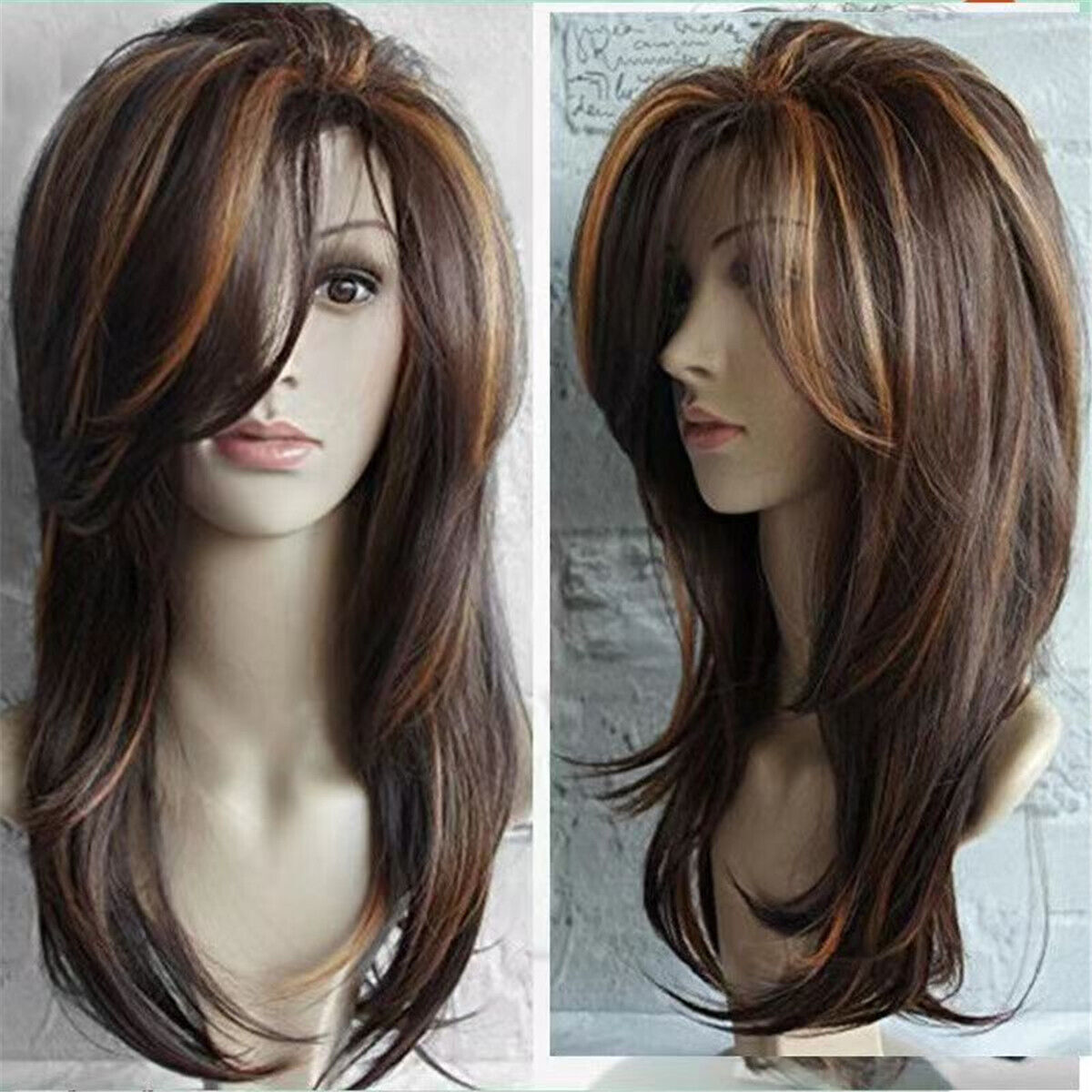 Synthetic Wig Long Layered Shoulder Length Wig Light Brown Wig Synthetic Hair