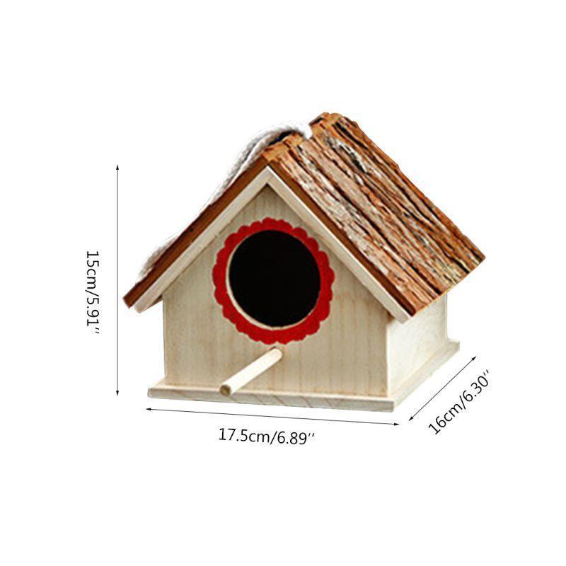 Wooden Bird Cage Houses Nest Natural Outdoors Hanging Garden Decorative