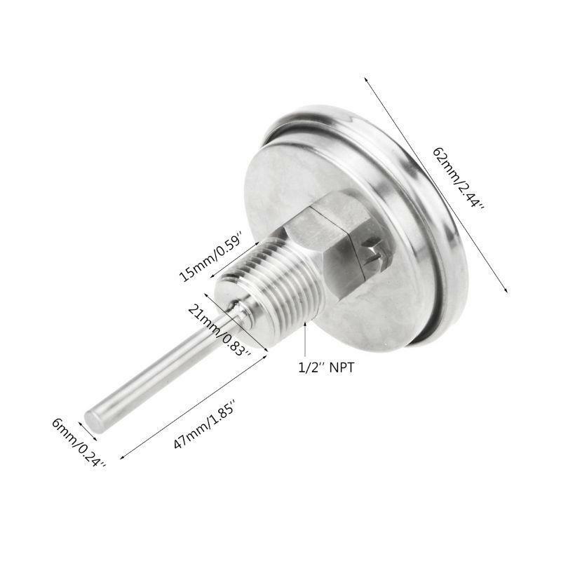 Home Brewing Thermometer Stainless Steel Celsius Fahrenheit Water Distilling NPT