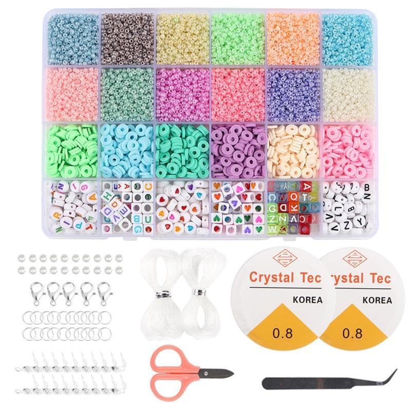 Colorful Necklace Making Beads Kit Multifunctional Acrylic Polymer Clay Beads