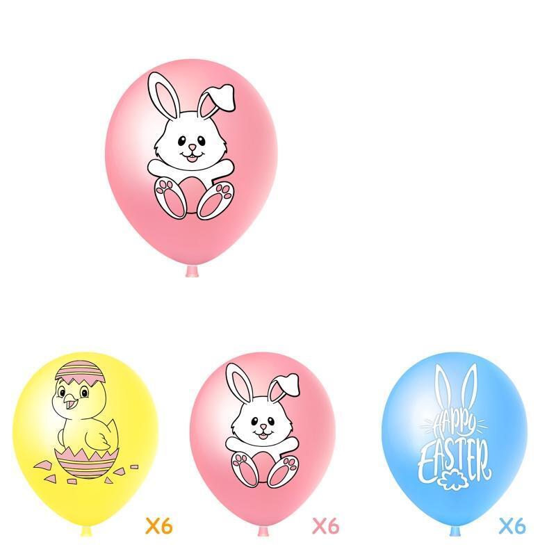 Happy Easter Banner Swirl Bunny Egg Chicken Balloon Set Party Supplies