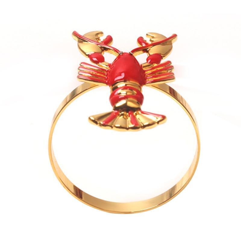 12Pcs Cute Lobster Napkin Rings Metal Serviette Buckle Holder Theme Party Decor