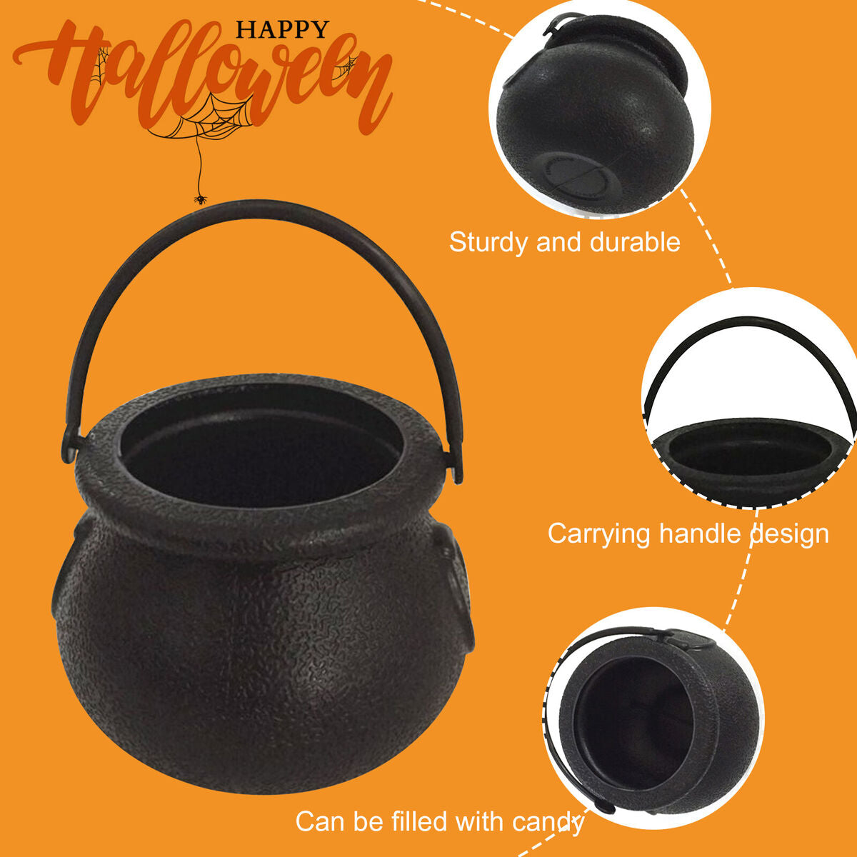 Mini Halloween Candy Bucket Pot Portable Witch Cauldron Jar (Witch Pot)