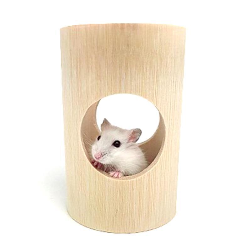 Wooden Tunnel Natural Bamboo Hideaway Play Center for Dwarf Hamster Squirrel