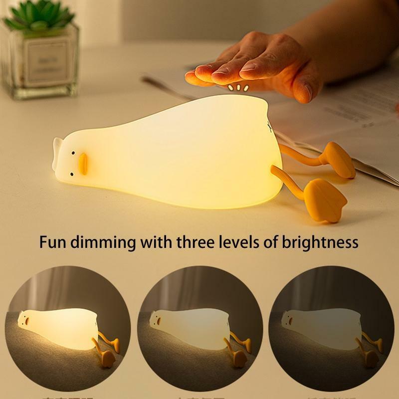 Cartoon Lying Duck Atmosphere Light Dimmable Bedside Lamp Rechargeable for Home