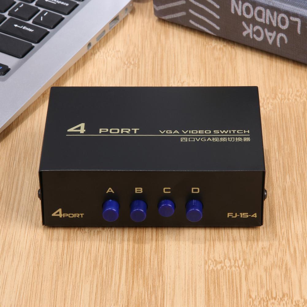 130MHz 1 to 4 Monitor Switch VGA Video Splitter Converter Adapter Box