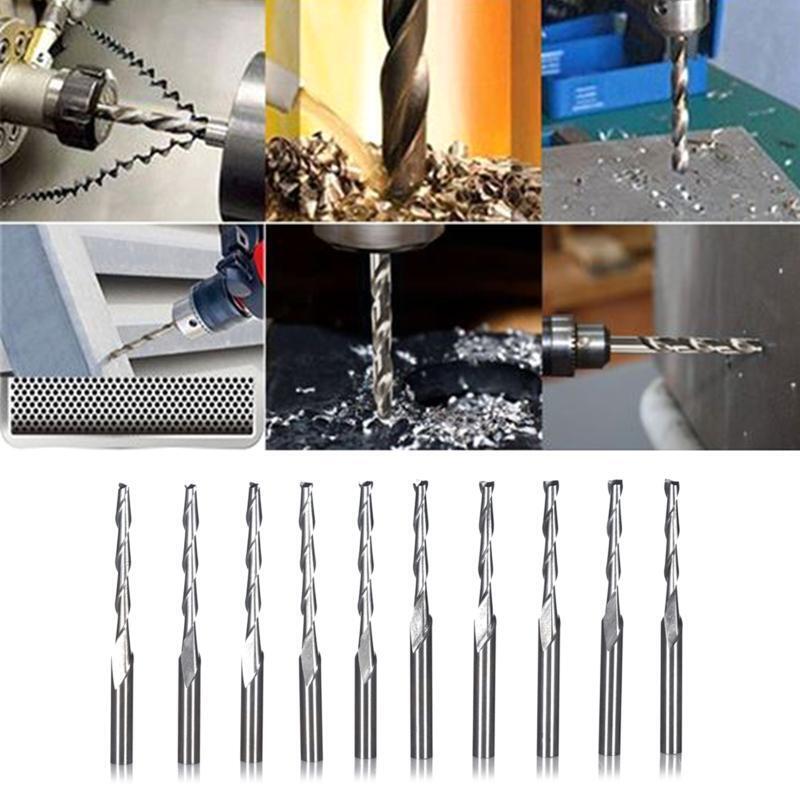 10 Pcs CNC Ball Nose Spiral Router Bit 2 Flutes Milling Cutter 3.175x2x22mm Tool