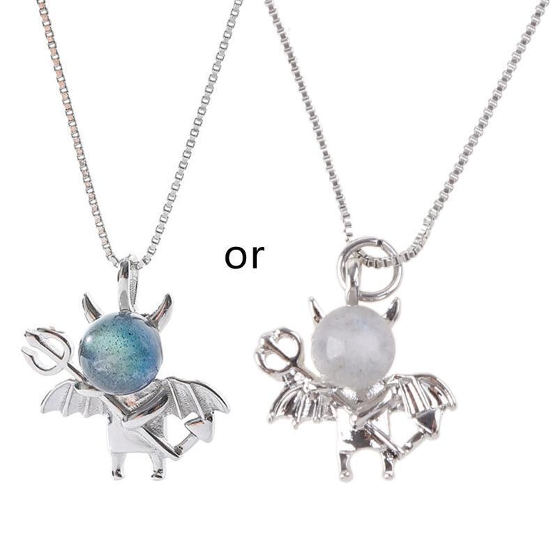 Little Devil Pendant Necklace Lovely Moonstone Evil Choker Fashion Jewerly Gift