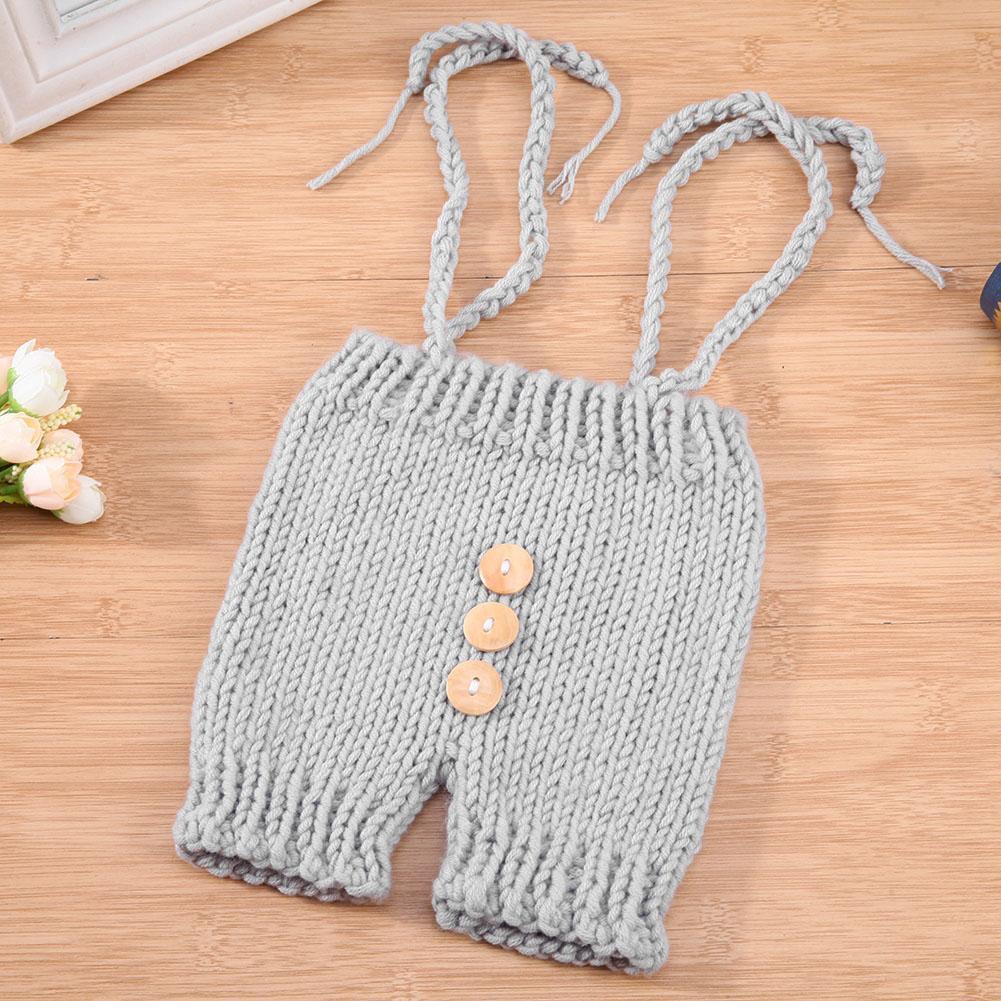 2pcs Cute Baby Studio Photography Props Clothing Set Knitted Overalls + Hat