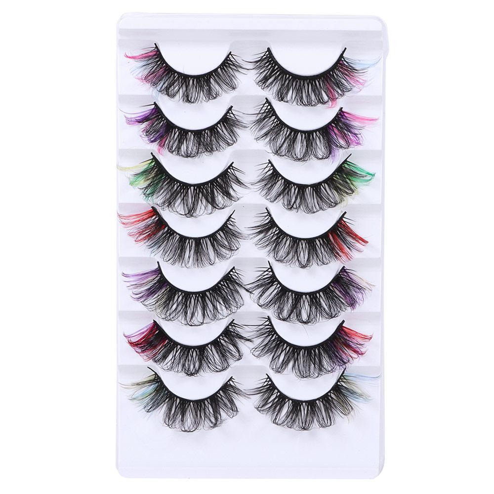 Eyelashes Dramatic Fluffy Mixed 7 Color DD Curl False Eyelahes 8D Mink Lashes