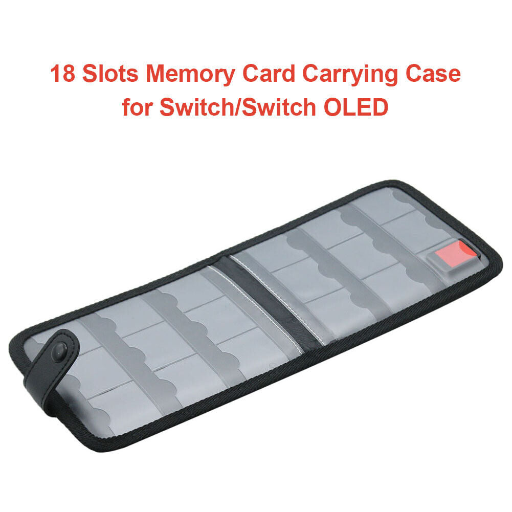 18 Slots Memory Card Carrying Case Protector Storage Wallet for Switch OLED