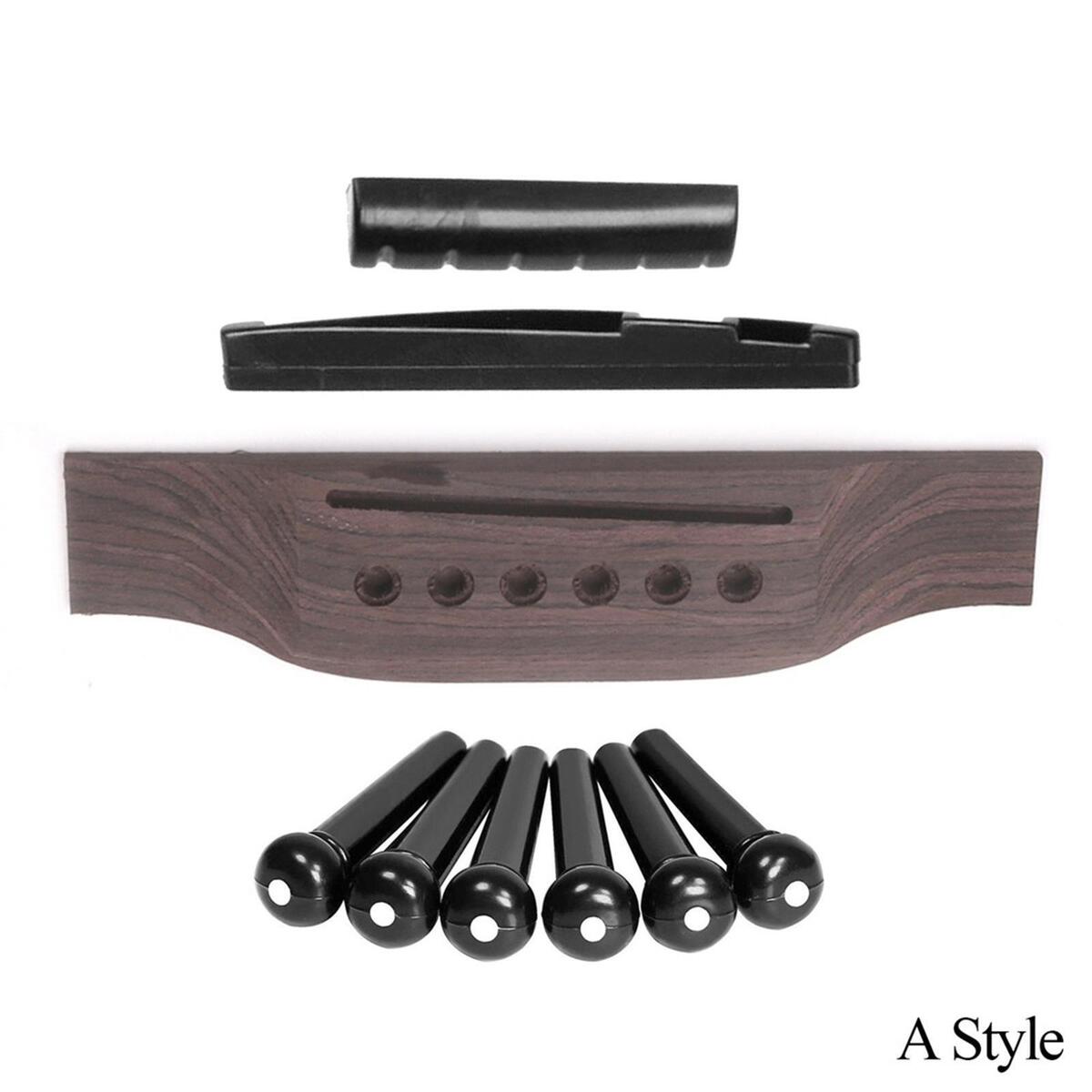 Acoustic Guitar Repairing Kit including 1 Wooden Guitar Bridge 6 Plastic