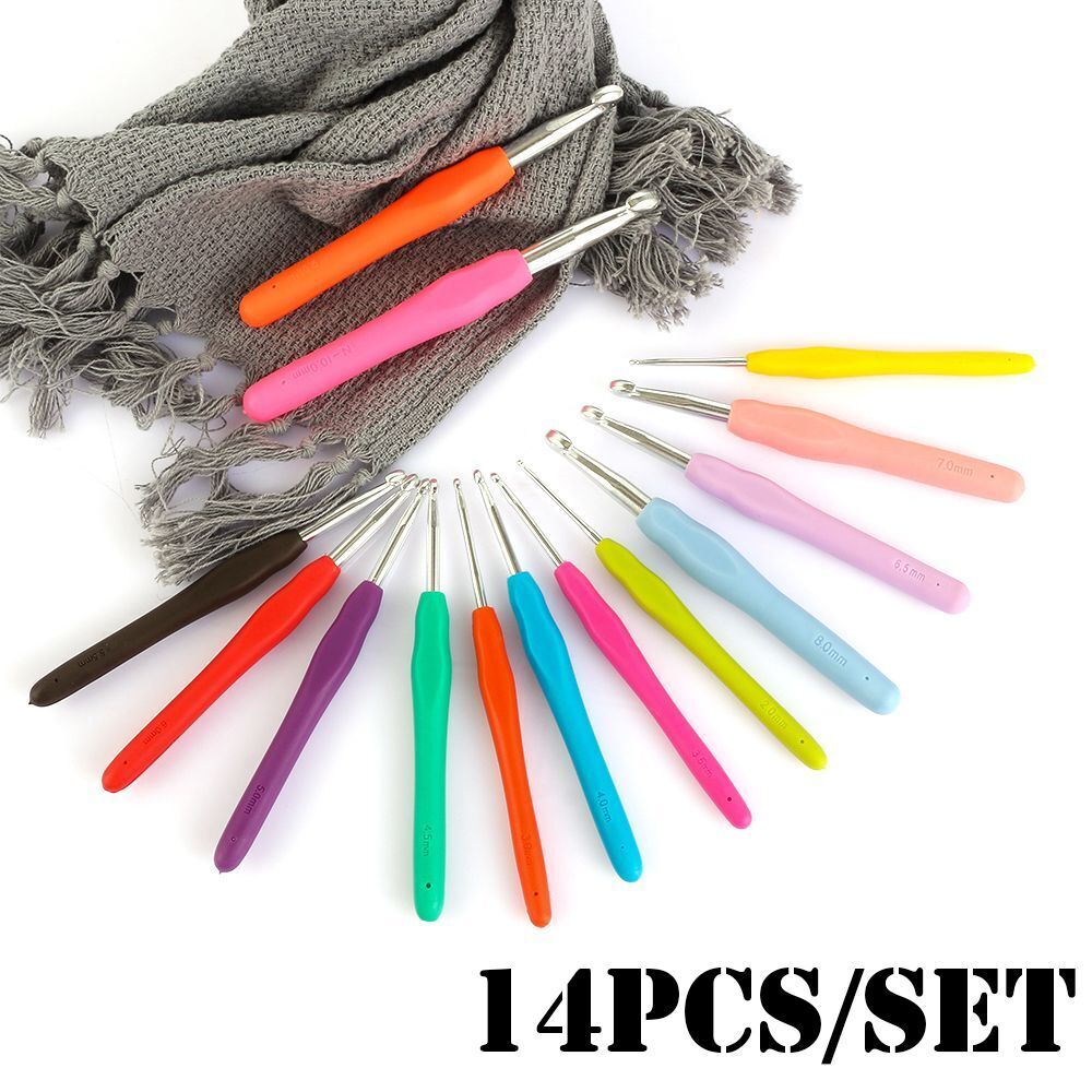 Ergonomic Handle Craft Tools Weave Yarn Aluminum Knitting Needles Crochet Hook