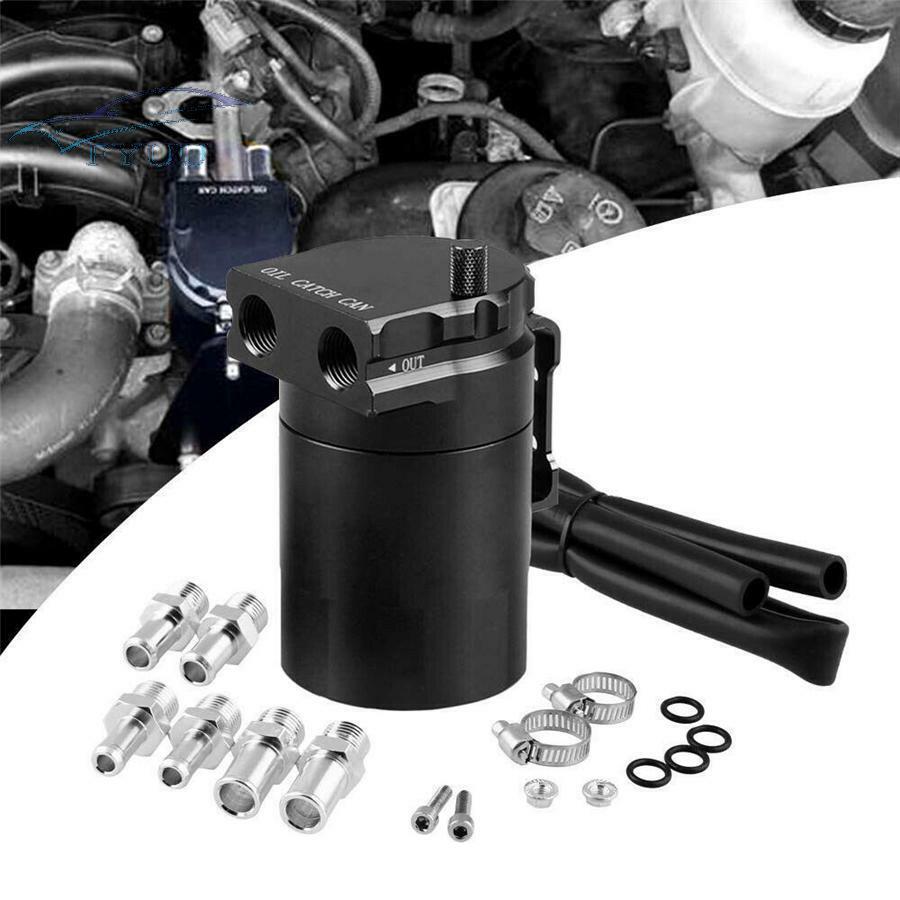 300ML Oil Catch Can Kit Reservoir Tank Engine Black Polish Baffled For Car