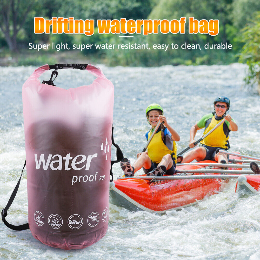 PVC Bags 20L Swimming Trekking Drifting Waterproof Storage Pouch (Pink)