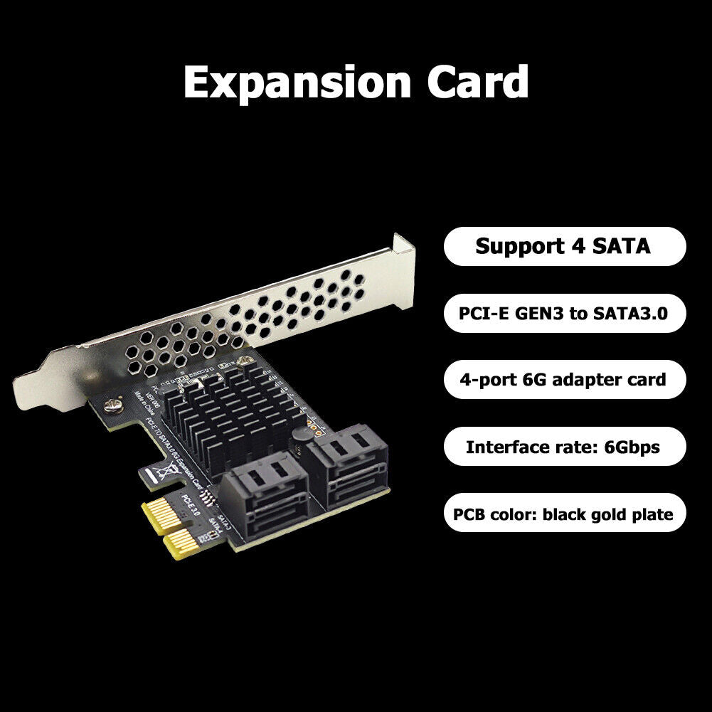 4 Port SATA PCIe Expansion Card 6Gbps SATA to PCI-e 1X 4X Hard Disk Adapter