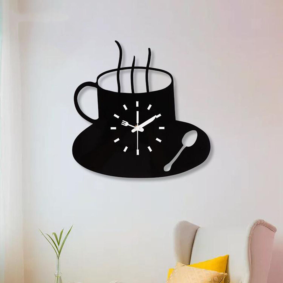 12'' Wall  Cup Quartz Living Room Wall Clocks Cafe Watch Clock
