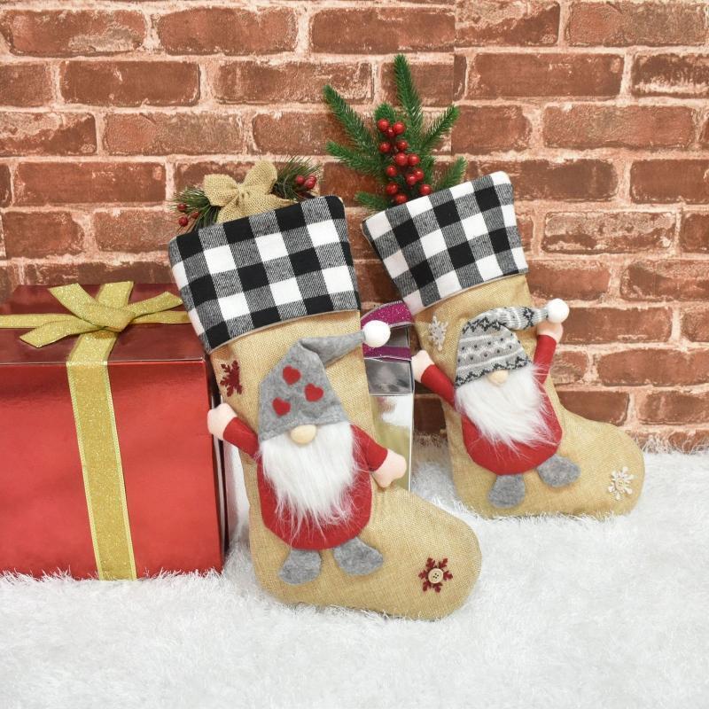 Christmas Gnome Stockings Set of 4 Hanging Ornament Cute Crafts Decor