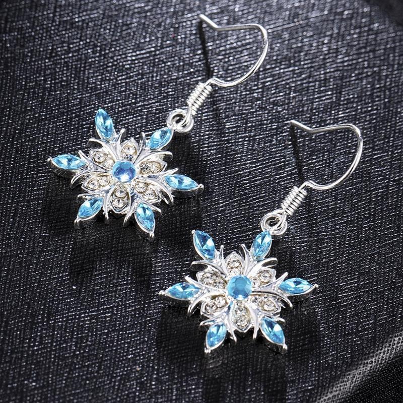 Fashion Snowflake Drop Earrings Crystal Pierced Hook Dangle Earring Jewelry Gift