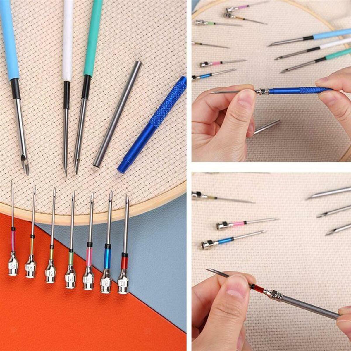 9Pcs Punch Needle Embroidery Kit  Tools Poking Knitting Sewing