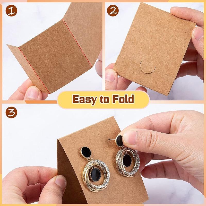 100Pcs Standing Earring Display Cards with 200x Earplug Earring Card Holders