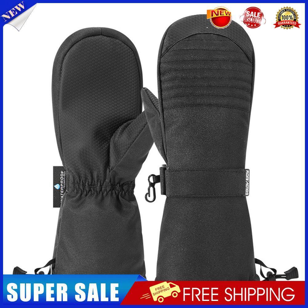 Waterproof Mittens Ski Gloves Women Men Fleece Winter Thickened Gloves (XL)