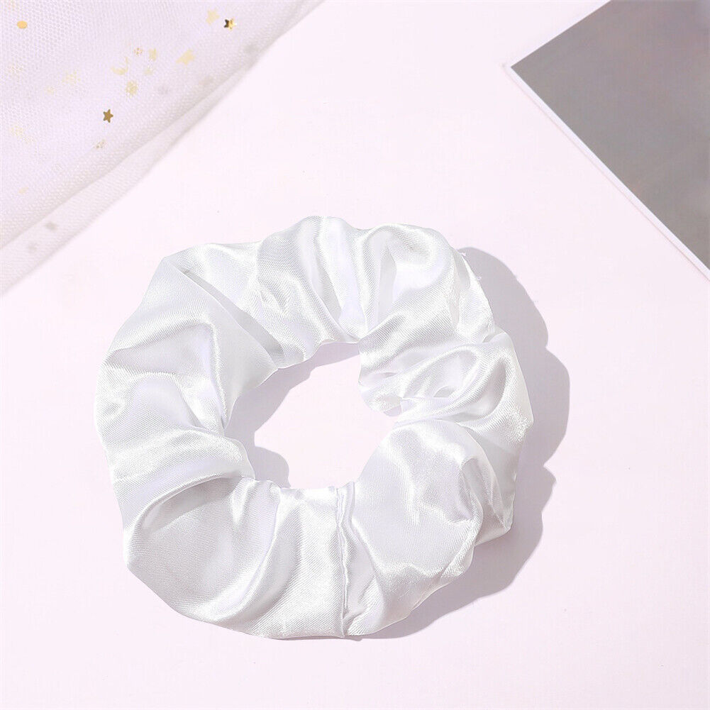 LED Light Up Scrunchies Women Hair Rope Night Club Ponytail Holder (White)