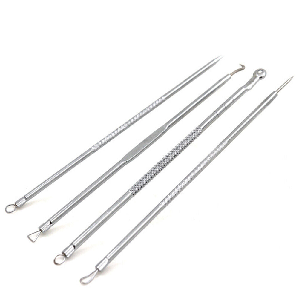 4pcs Stainless Steel Acne Removal Needle Blackhead Pore Cleaner Tools Set