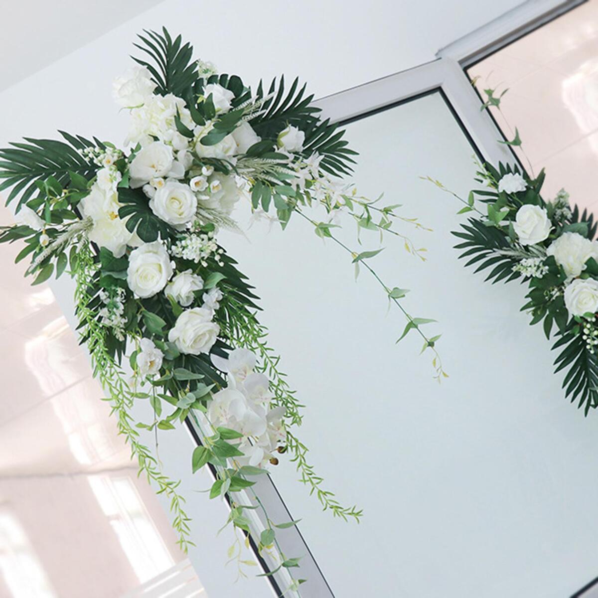 2x Silk Wedding Arch Flowers Kit Eucalyptus Leaf Garland for Window Wedding
