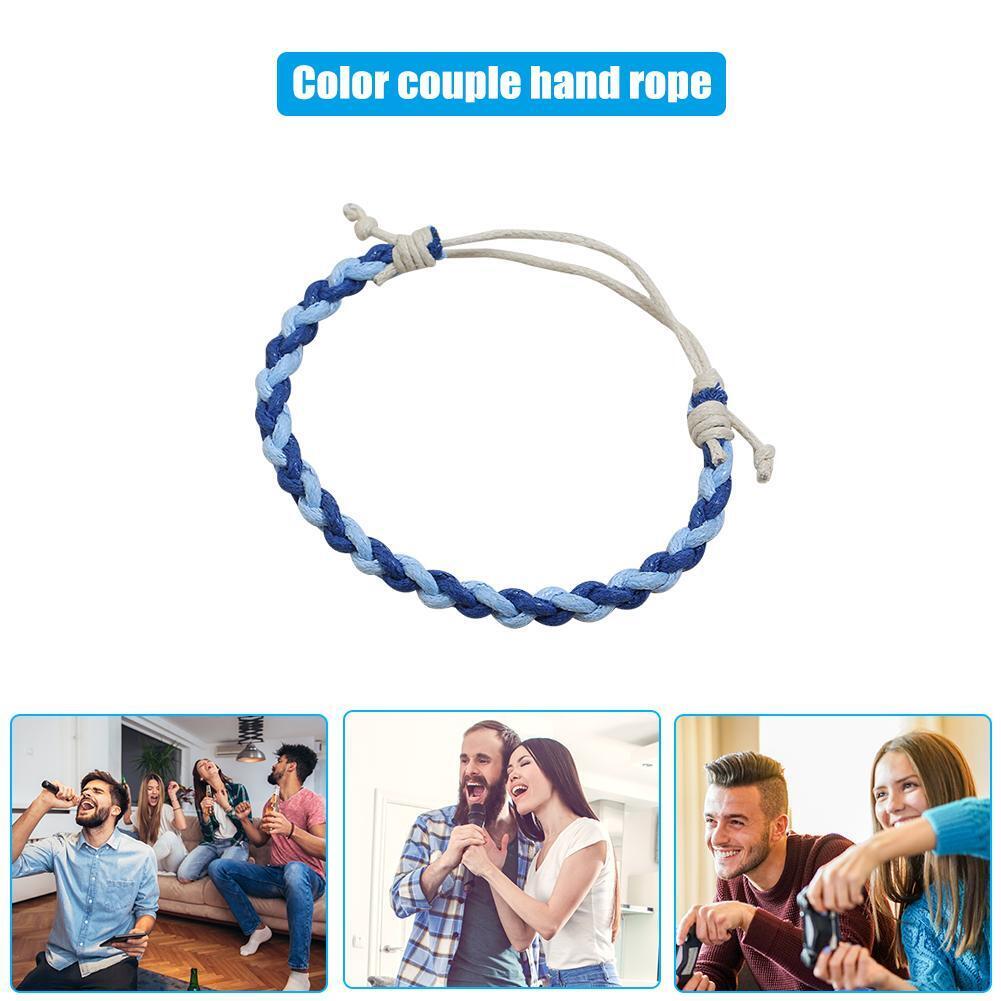 Colorful Weave Bracelet Ethnic Knit Rope Bangles Jewelry Gift (Dark Blue)