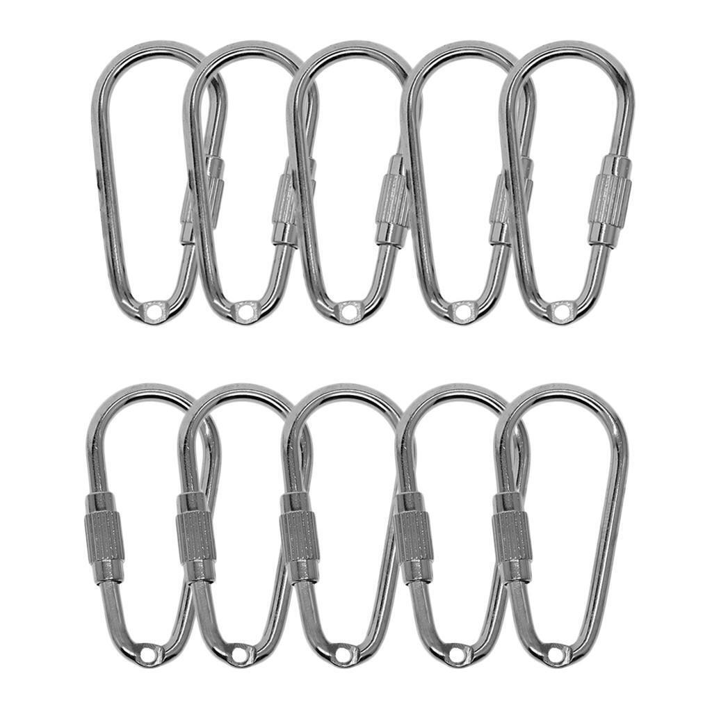 10x Alloy Screw Locking Carabiner Clasp Key Chain Key Ring Clasps 34x16mm